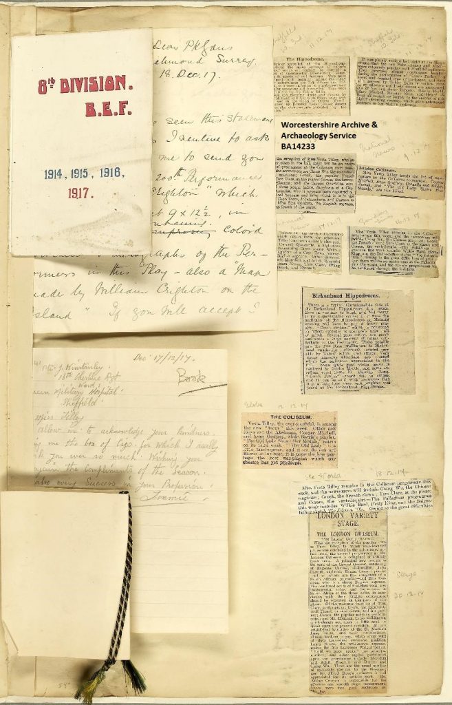 Page of Vesta Tilley scrapbook