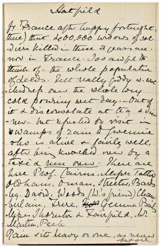 Lavinia's diary entry for 1 August commenting on the weather