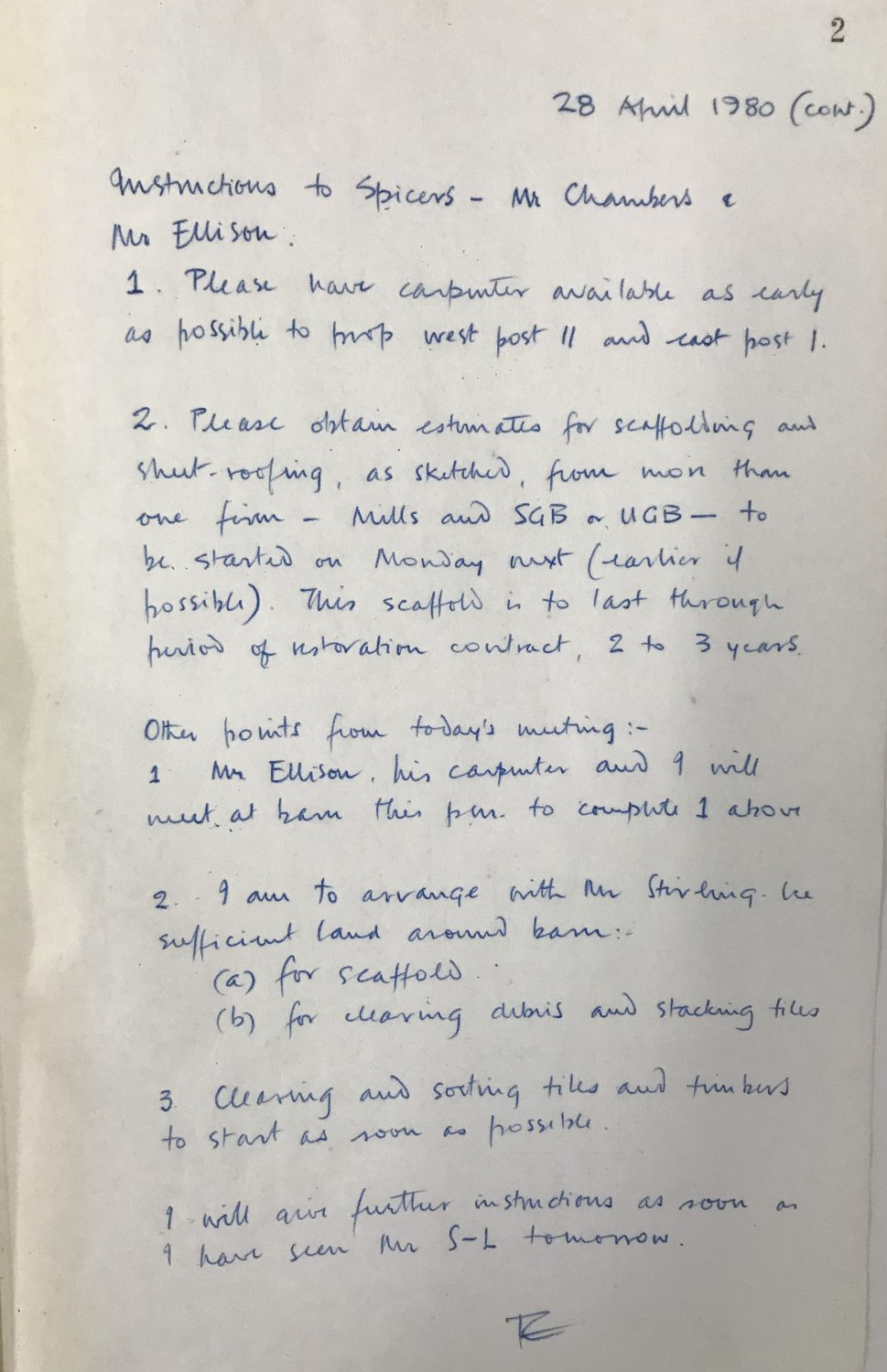 Written extract from Freddie's project work book; entry dated 28th April 1980.