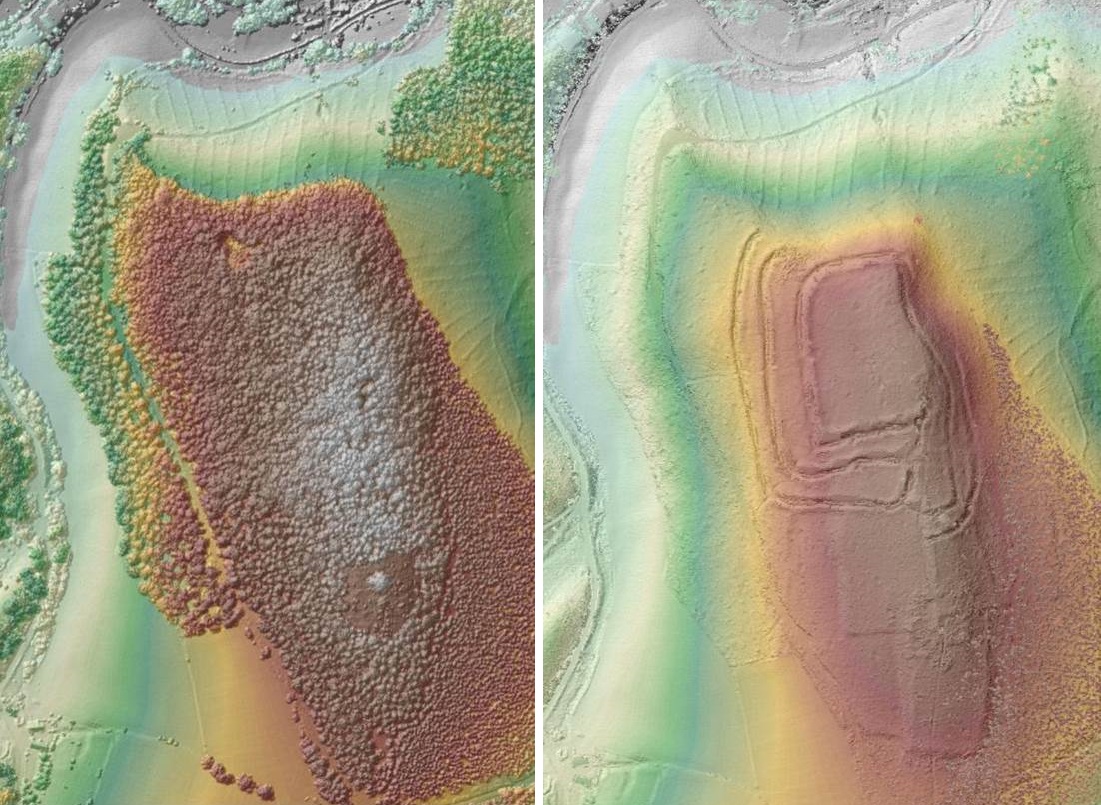 Enclosed hillfort with fields to north, east & south