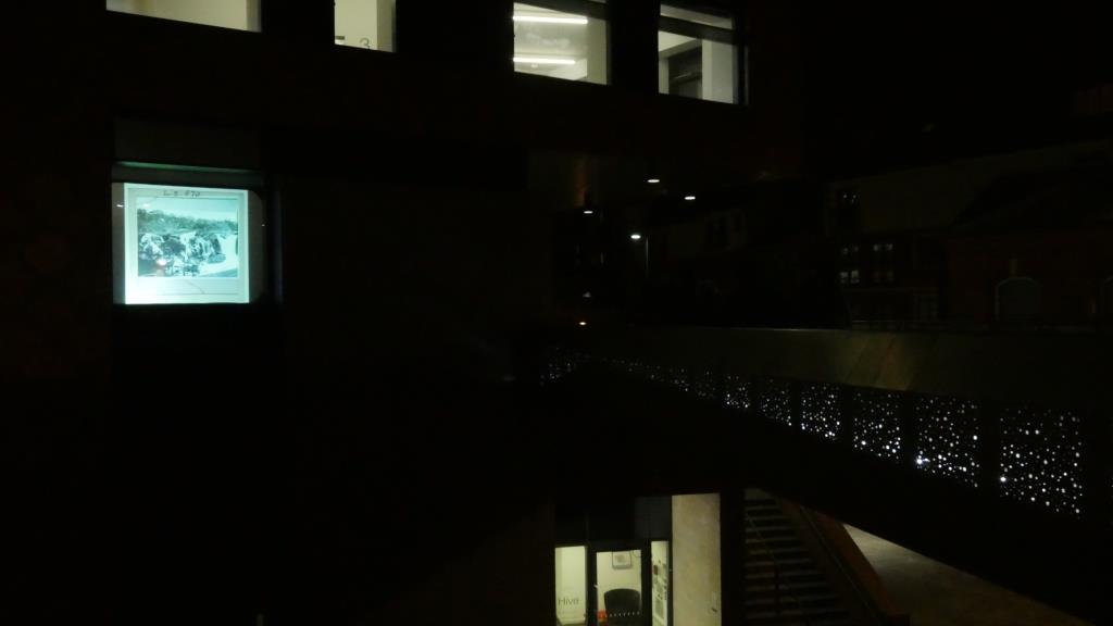 View of slide projection from bridge over The Butts