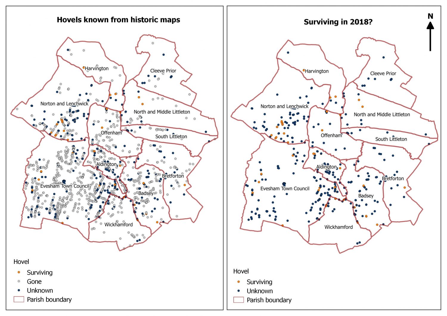 Comparison maps of hovel survival