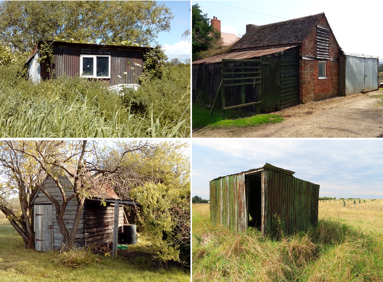 Four photos of different hovels