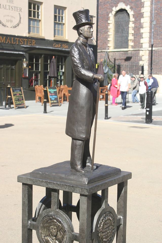 Vesta Tilley bollard in the Cornmarket