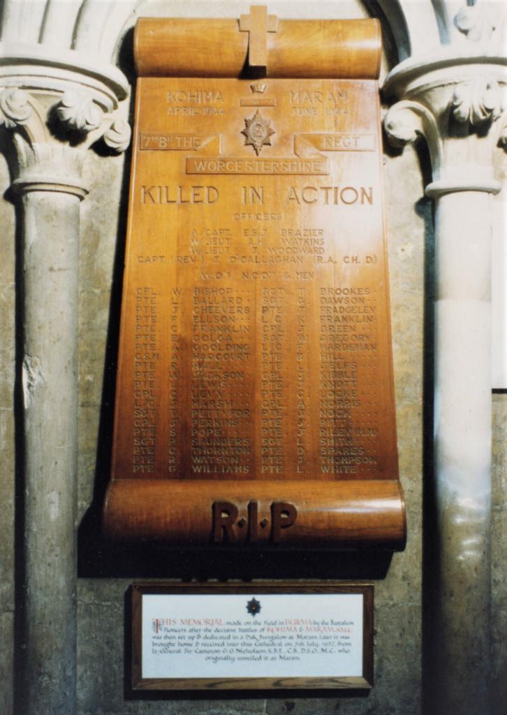 Burma memorial at Worcester Cathedral