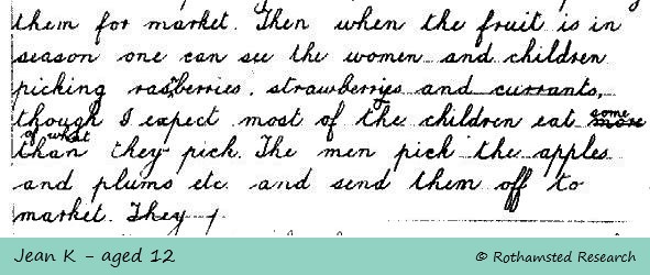 1933 letter extract - eating whilst picking