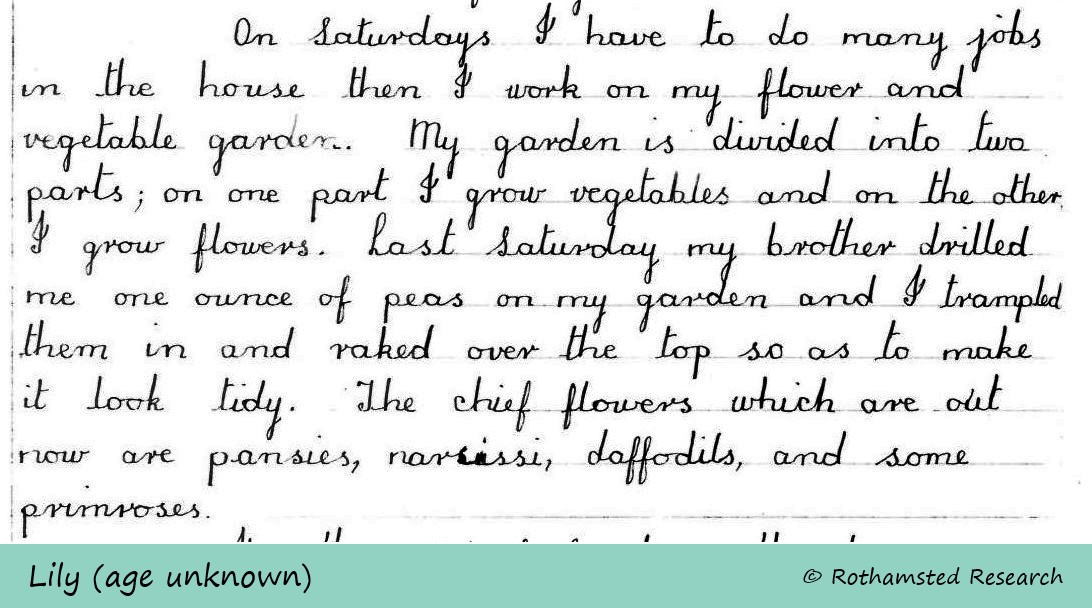 1933 letter extract - own garden