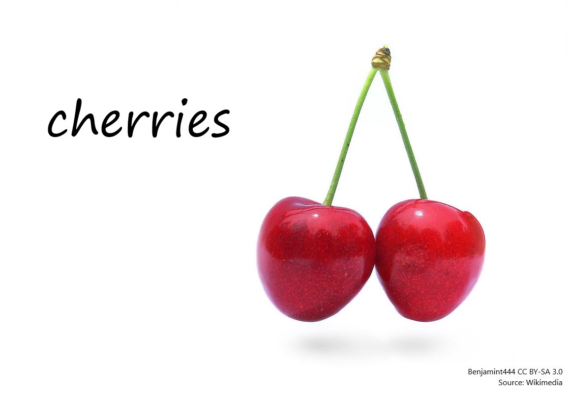 Pair of cherries with label