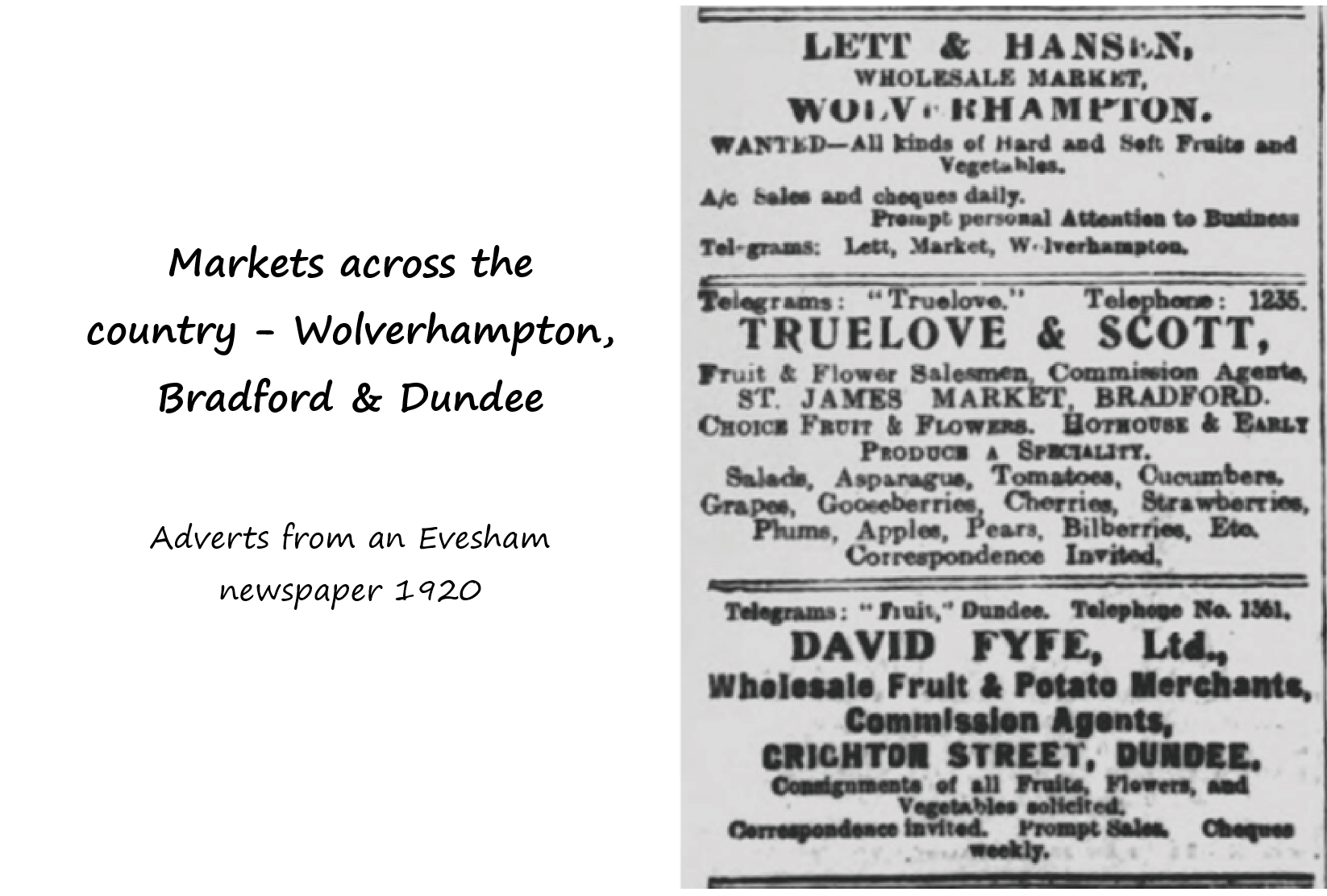 Ads for three distant markets - 1920