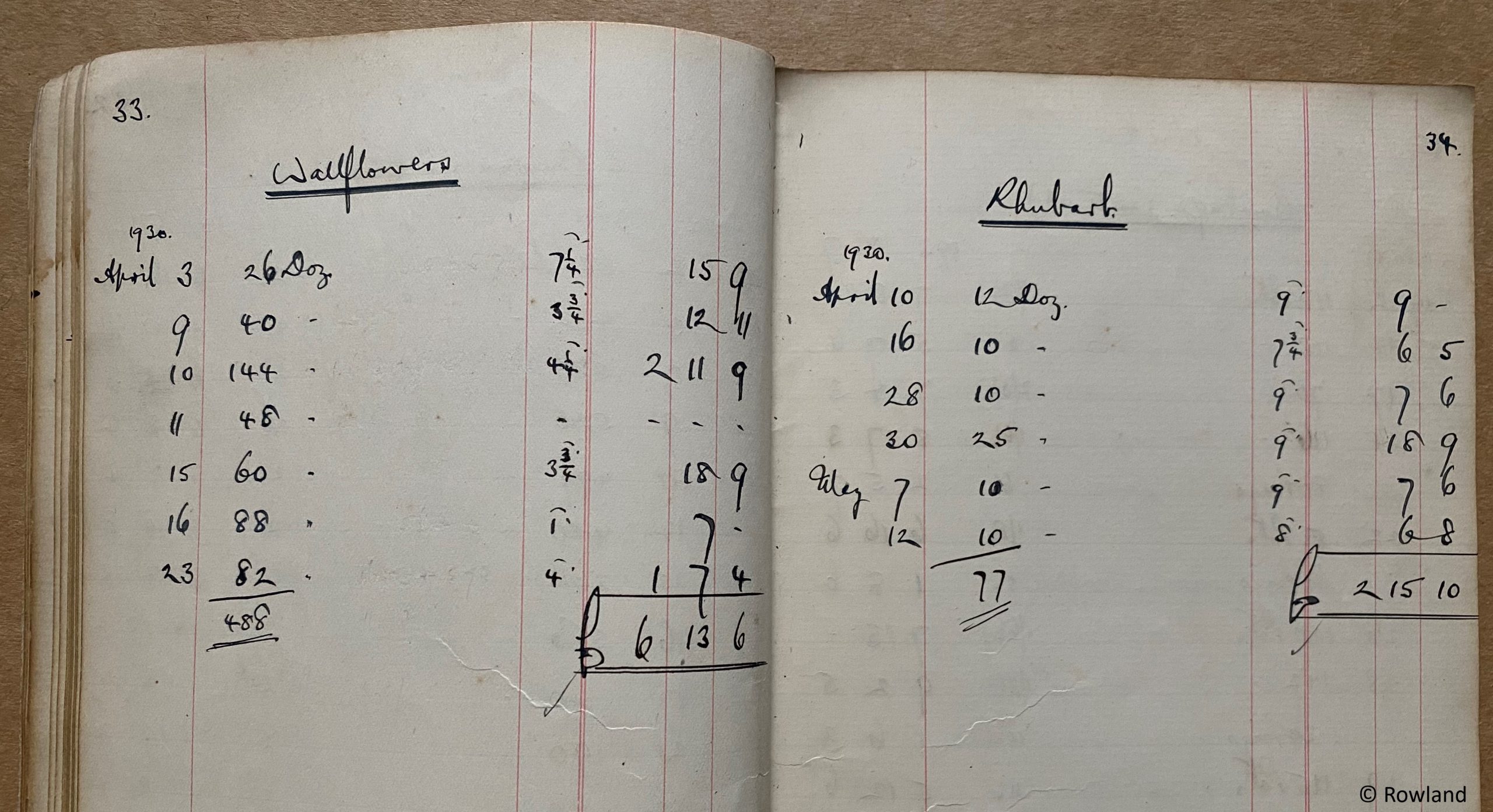 Rhubarb and wallflowers sales 1930