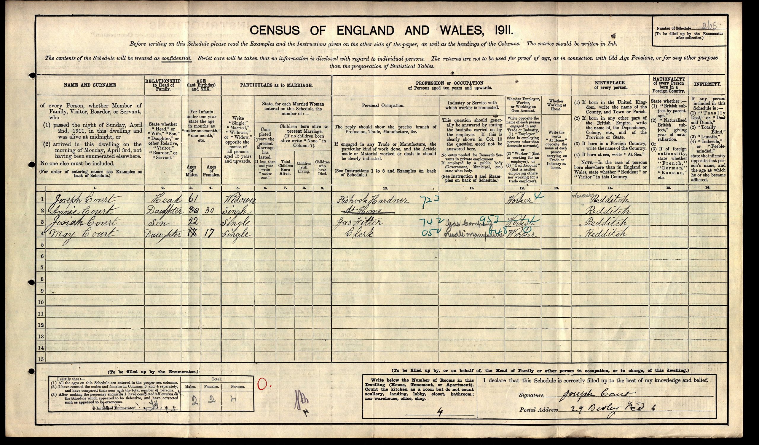 1991 Census Redditch Military Tribunals Josiah Court