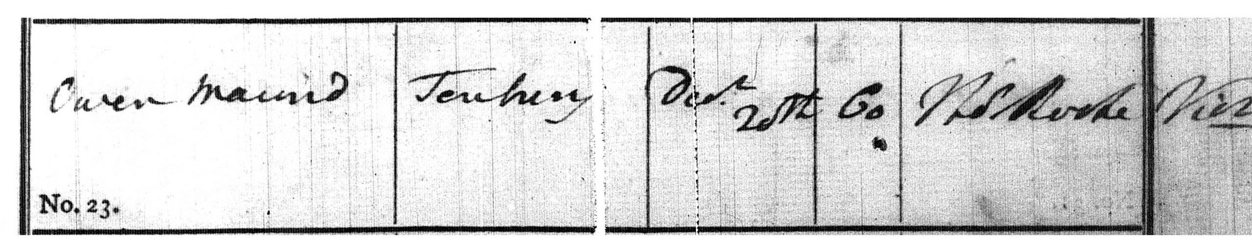 Burial entry of Owen Maund, Tenbury Wells (St. Mary), 25th December 1813