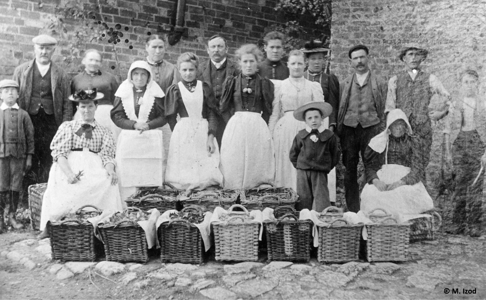 Posed workforce with filled crop baskets