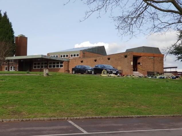 Redditch Crematorium opened in 1973. Overlooking the Arrow Valley and next to the Scheduled Monument Bordesley Abbey, the site was designed to be in harmony with its natural surroundings. Photograph © WCC