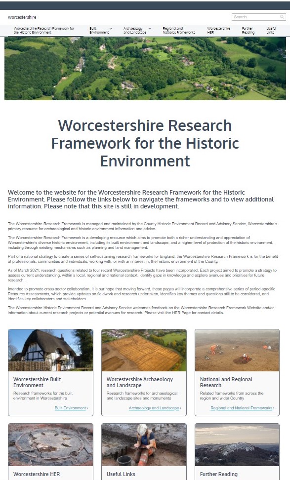 Homepage of Worcestershire Research Framework for the Historic Environment