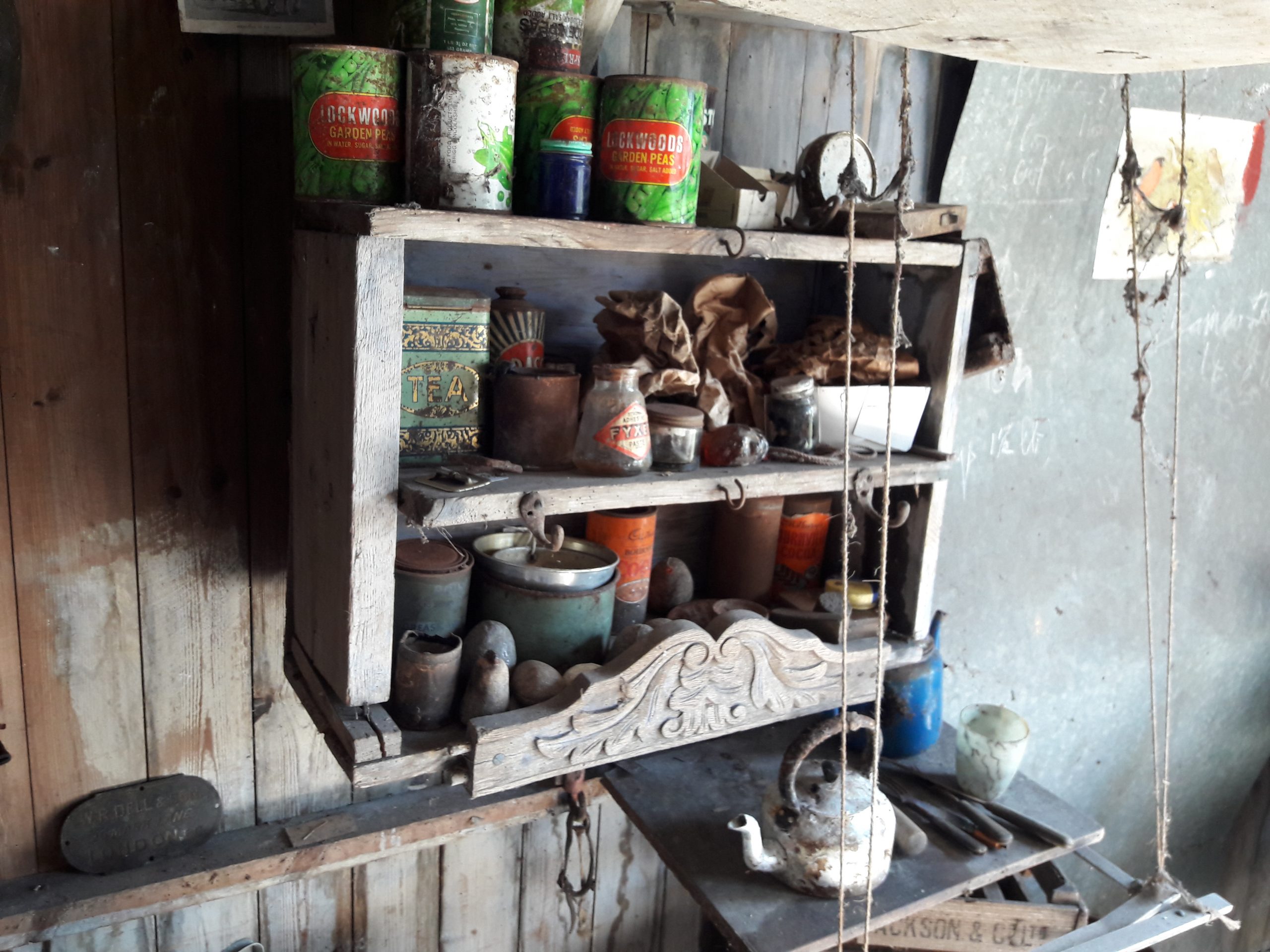 Shelves inside Mr Wheeler's hovel