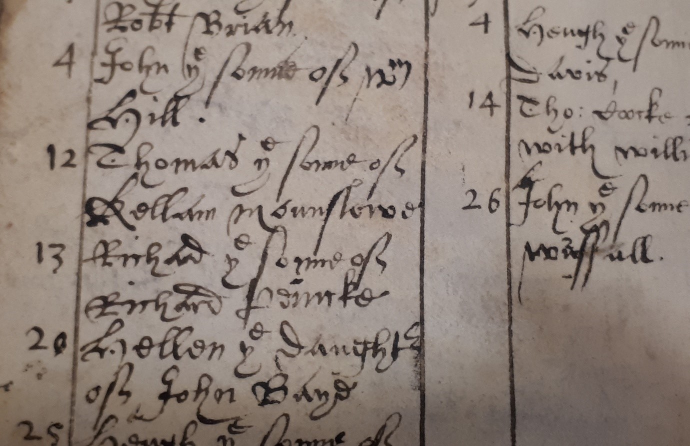 Baptism entry for Thomas Winslow, Son of Kenelm Winslow July 12th, 1575, Worcester St. Andrew & All Saints Ref: b850 BA2333.46 Vol 1 © WAAS