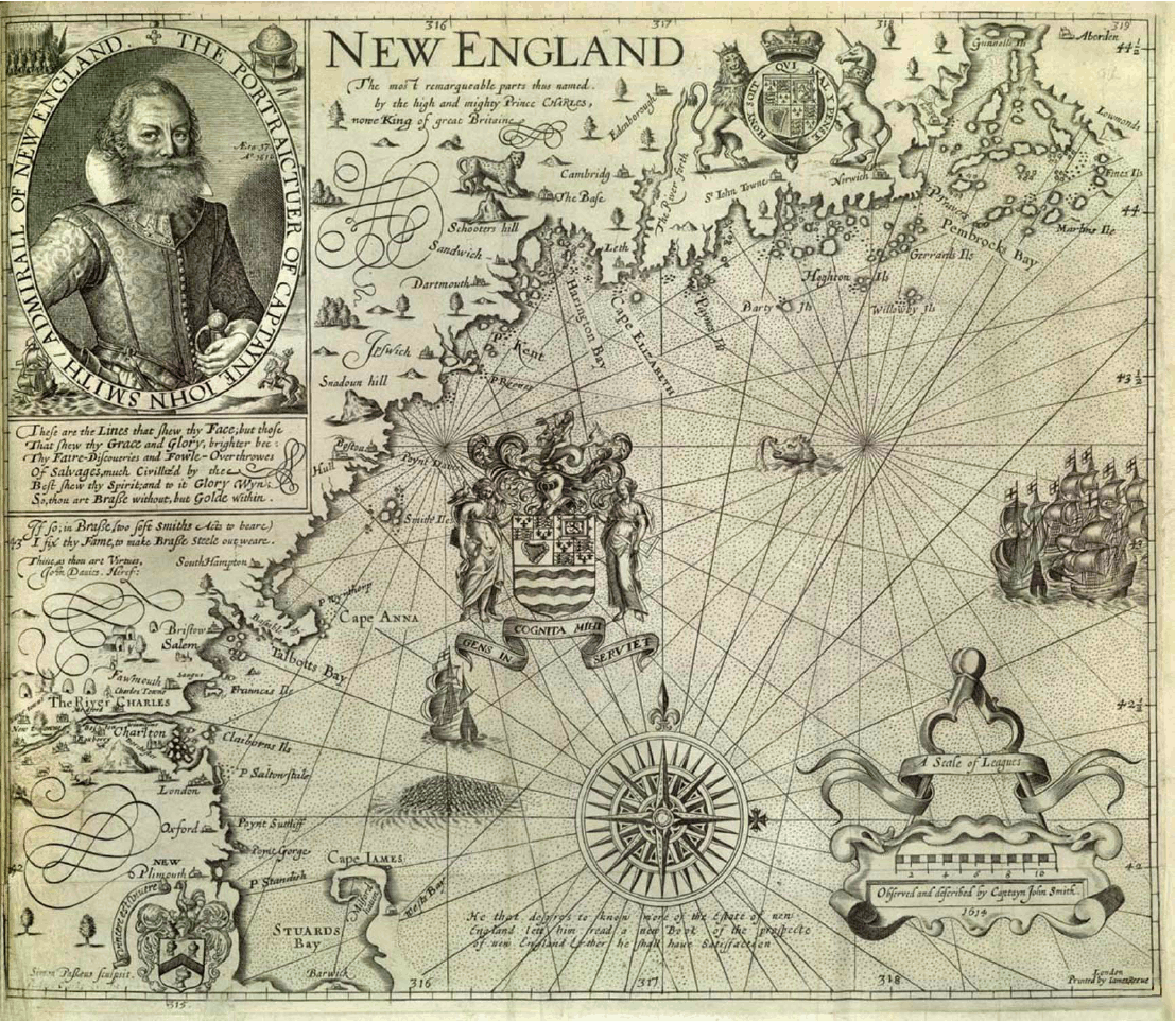 Map of New England by John Smith of Jamestown c.1616