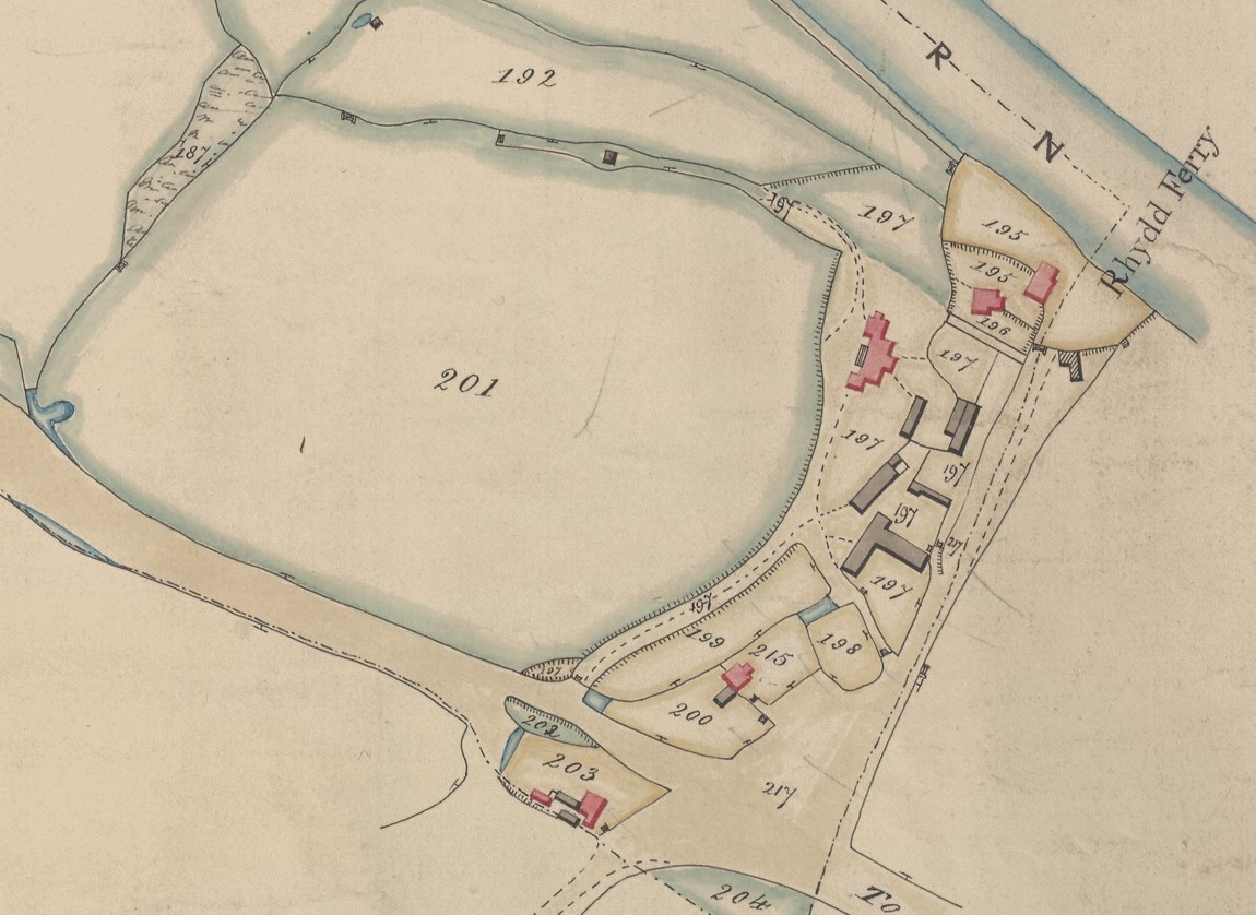 The Rhydd & Quay as shown on the Madresfield Tithe Map of 1840 Ref: s760/434 BA 1572