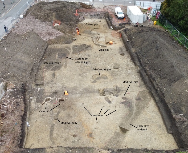 Annotated photo of Calne excavation