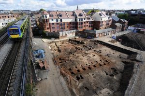 Birds eye view photo of hive excavation site