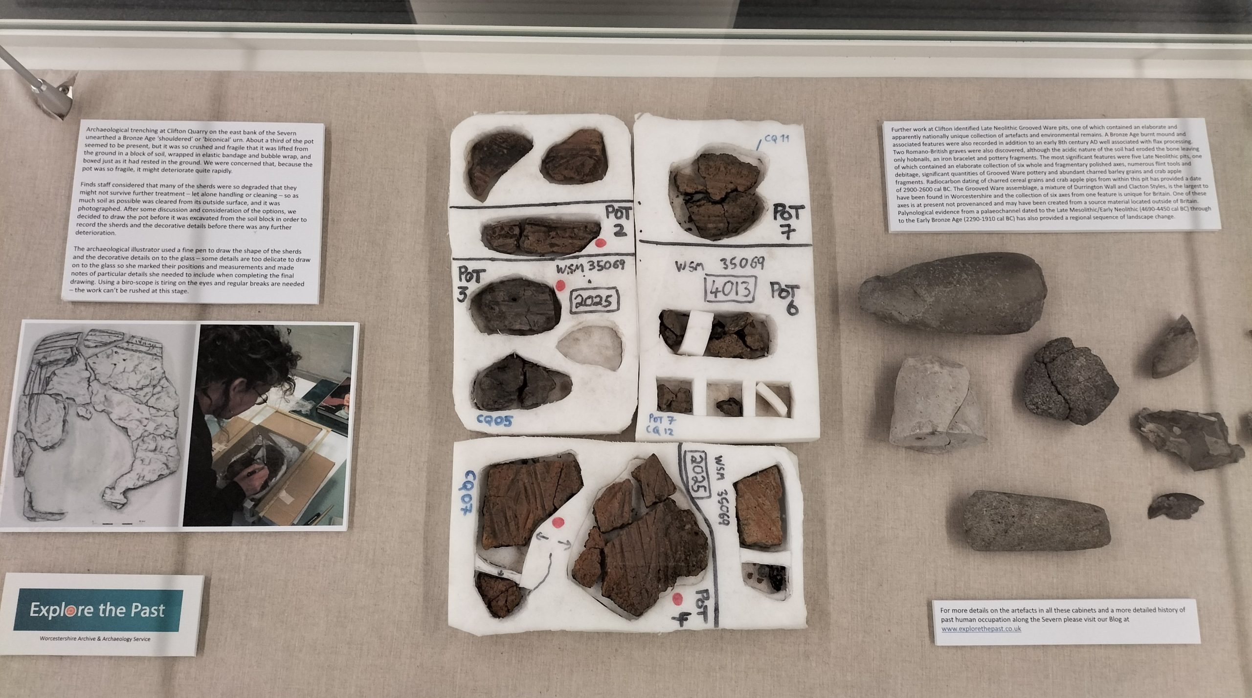 Cabinet with prehistoric pottery