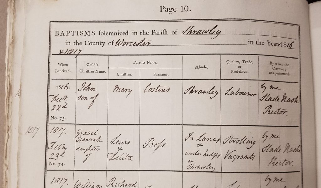 Baptism entry from parish register
