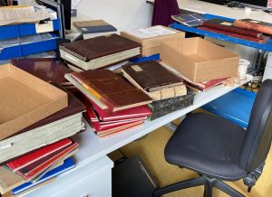 picture of a desk filled with documents