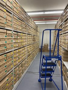 Picture of the rows of boxes used to hold documents
