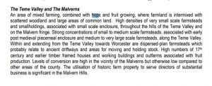 Picture of text describing The Teme Valley and The Malverns