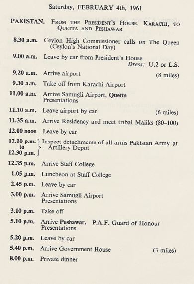 Itinerary from the India Trip in 1961