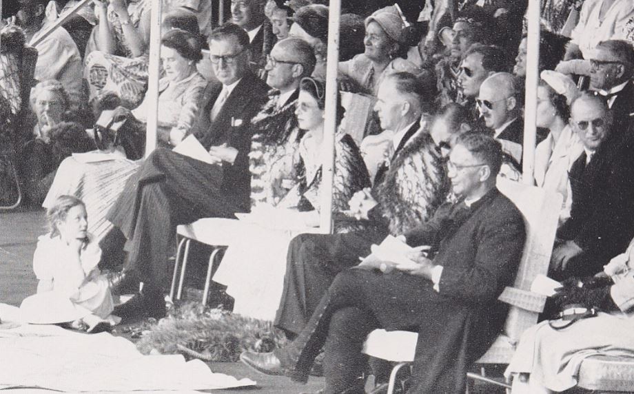 Queen Elizabeth II and party watching horse racing in New Zealand (from visit previous to 1963)