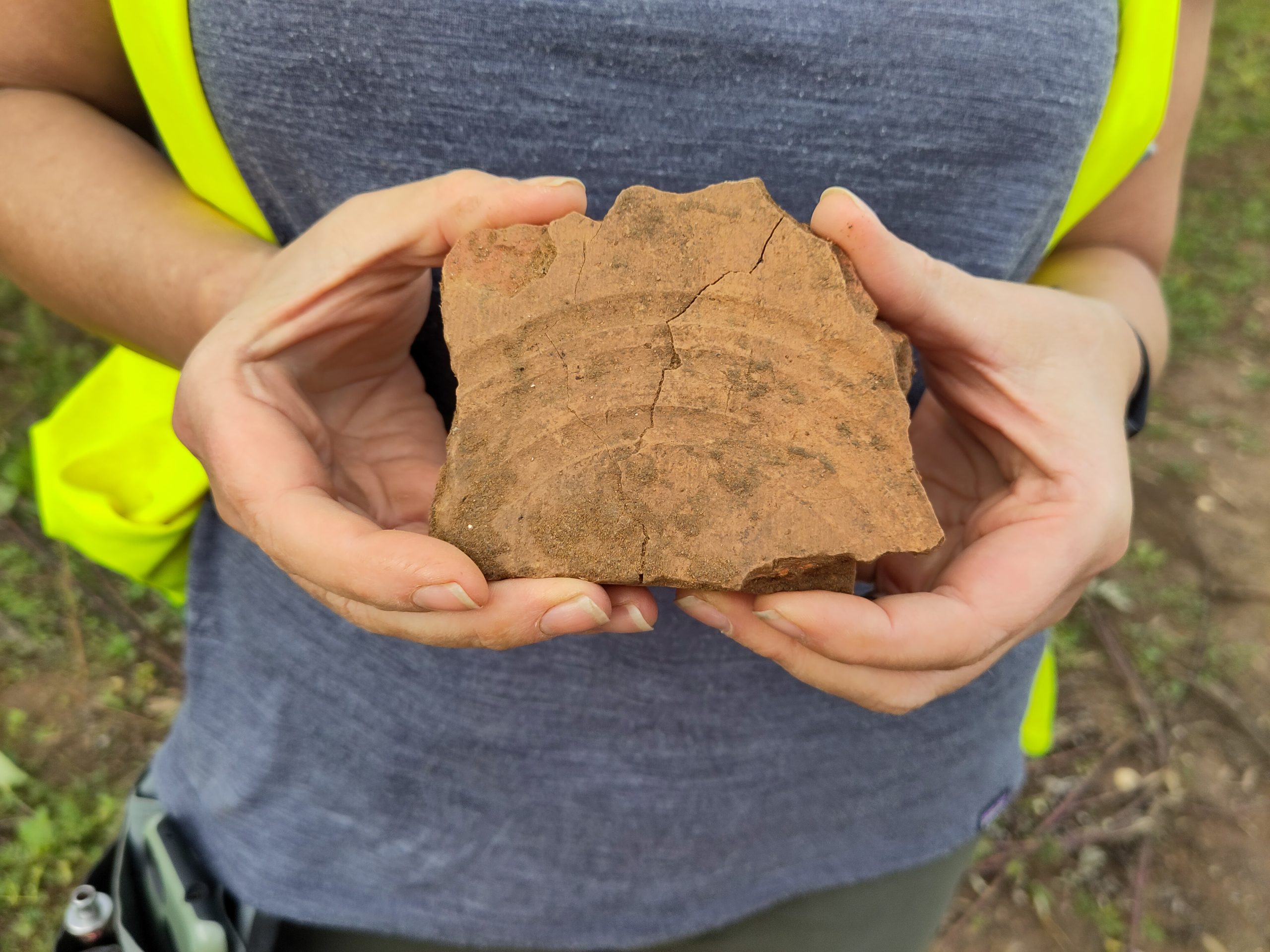 Fragment of Roman roof tile with curved fingermarks