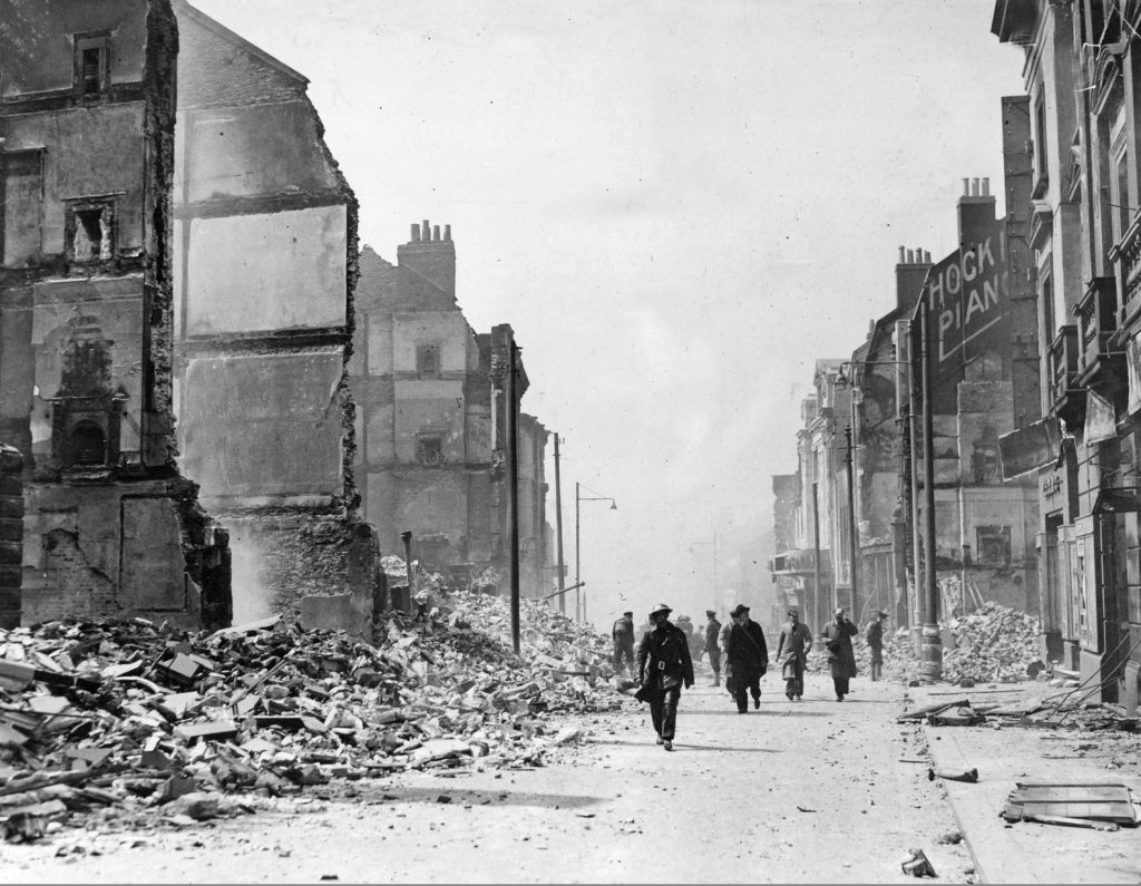Fore Street, Devonport during The Blitz in Plymouth 23rd April 1941 © Public Domain