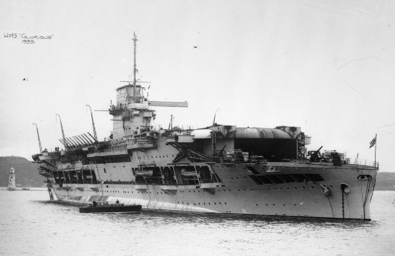 HMS Glorious as an Aircraft Carrier at Anchor in 1935