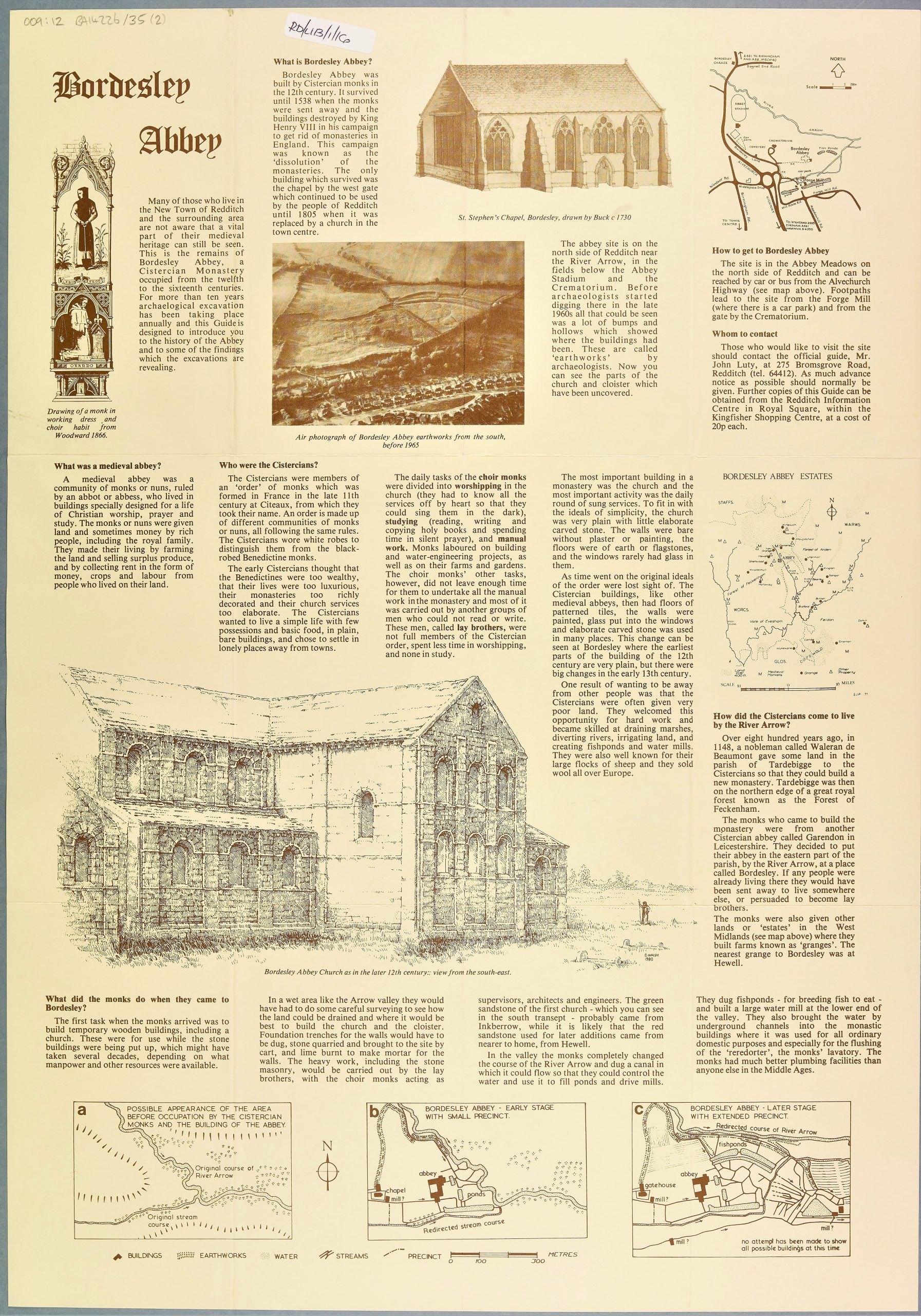 Bordesley Abbey Information Leaflet. Front. BA14226/35/2