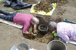 Digging a test pit