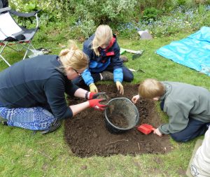 Group digging a test pit