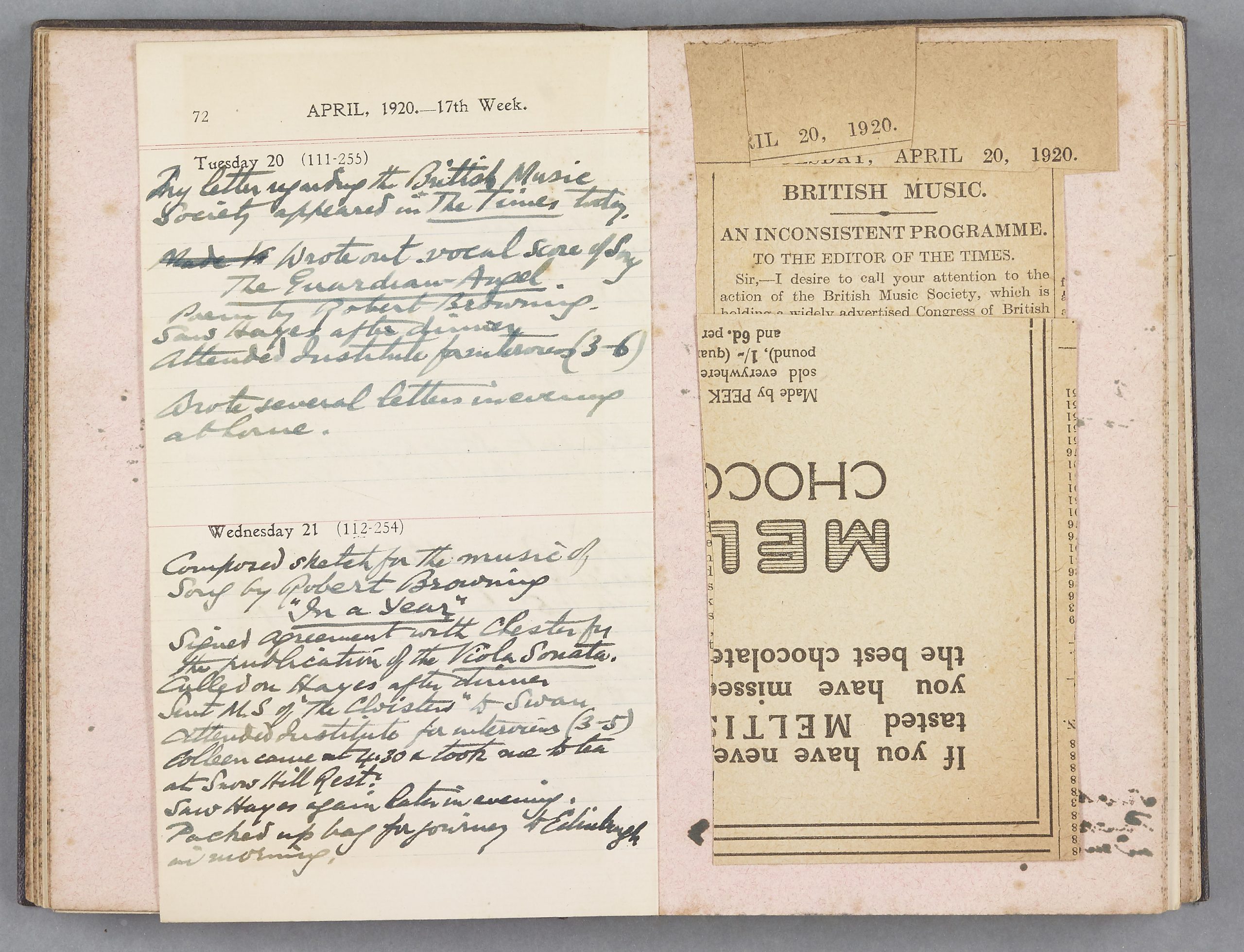 The Granville Bantock Diaries 1920 1927 Worcestershire Archive