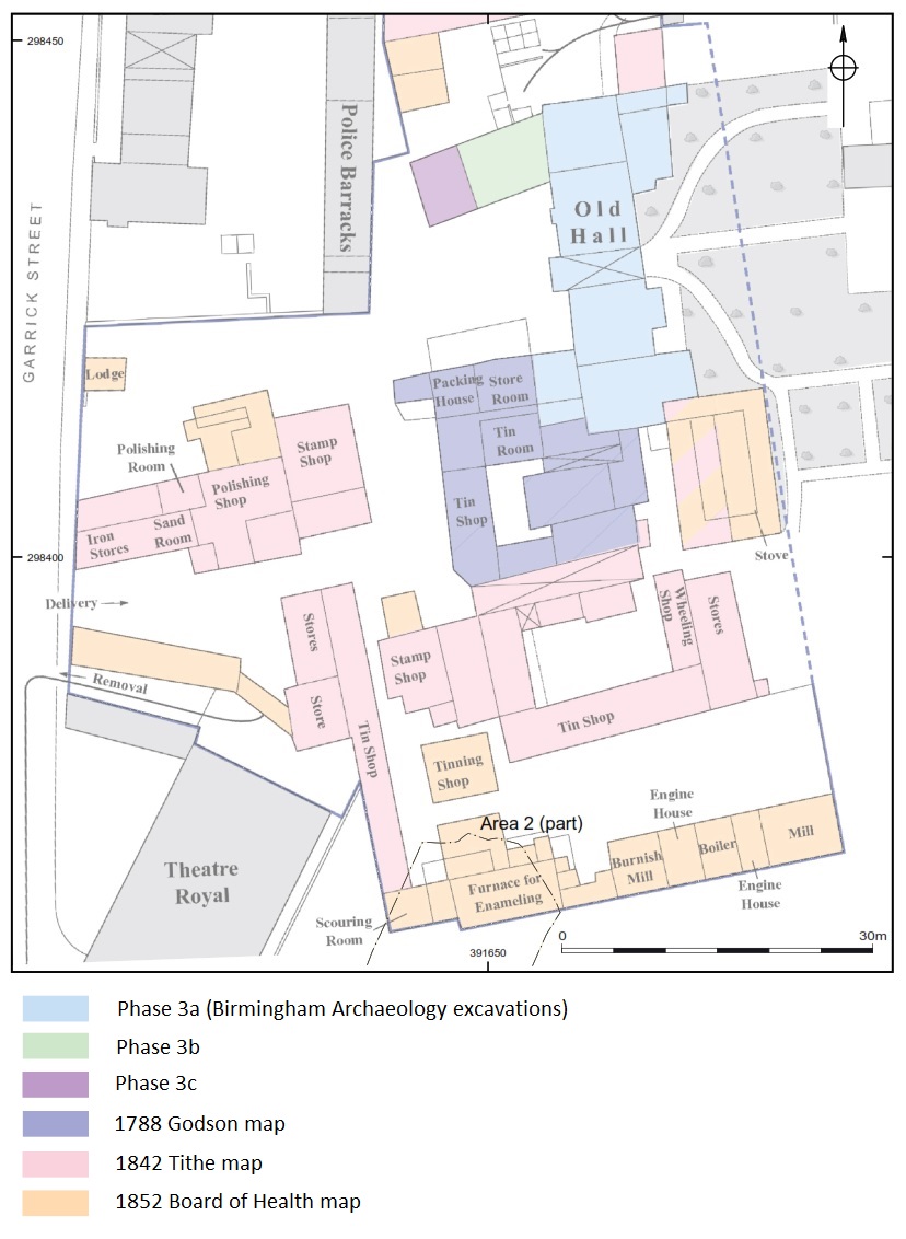 Combined maps of Old Hall Works Wolverhampton