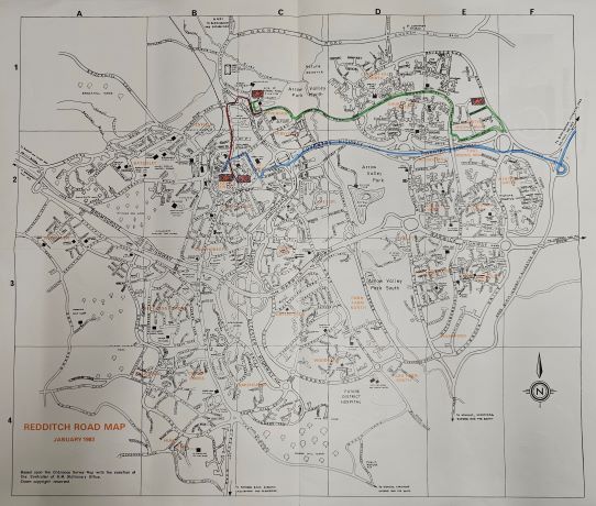 Map showing the route taken by the Queen through Redditch Town Centre.