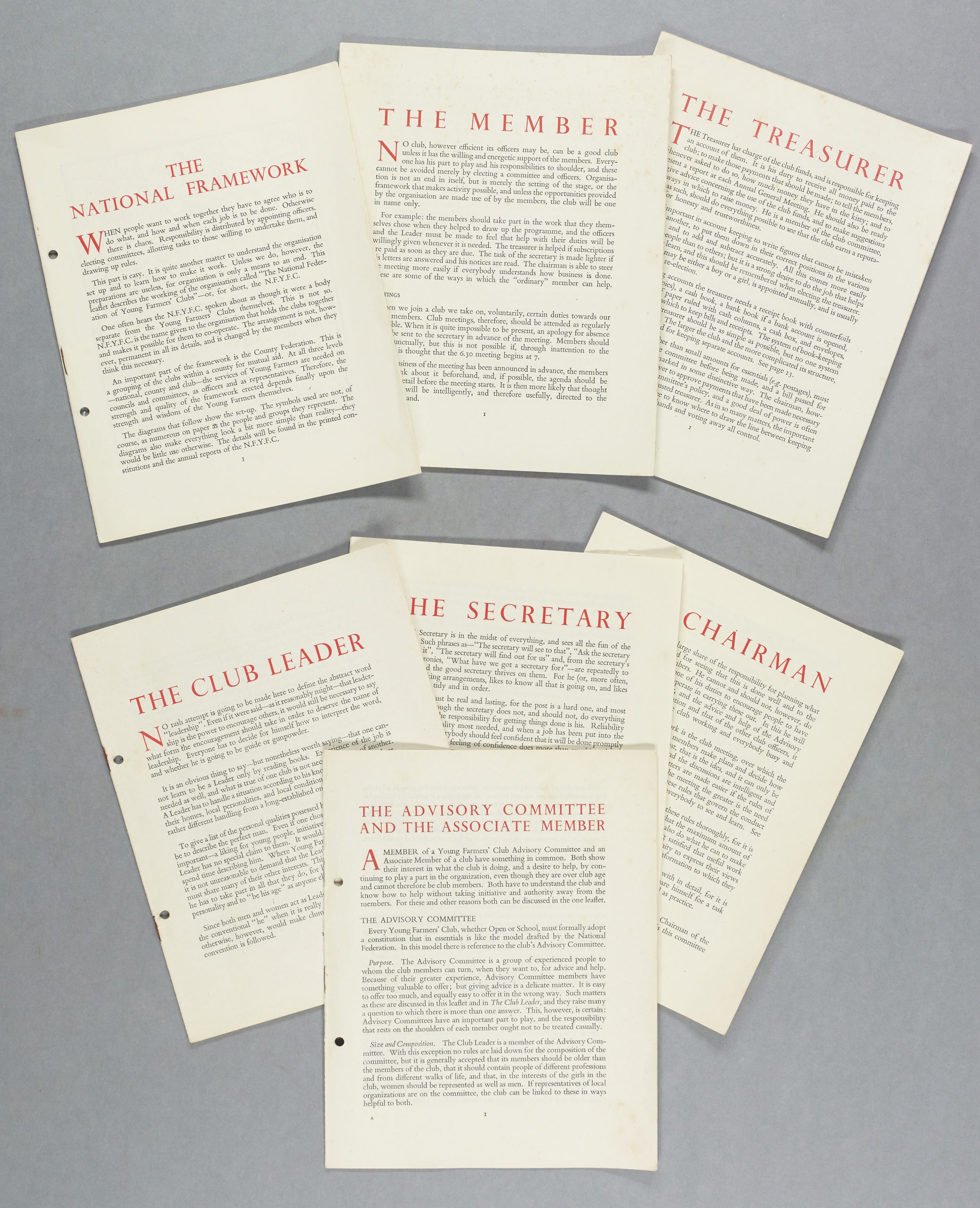 National Federation of Young Farmers’ Clubs N.F.Y.F.C pamphlets at Finding No: 705.651 BA16163.2.5i-vii c.1944-1955 © N.F.Y.F.C.