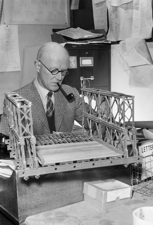 Donald Bailey with bridge model