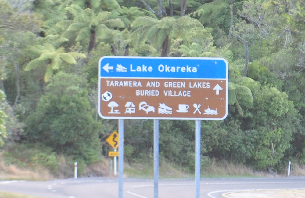 Road sign for buried village