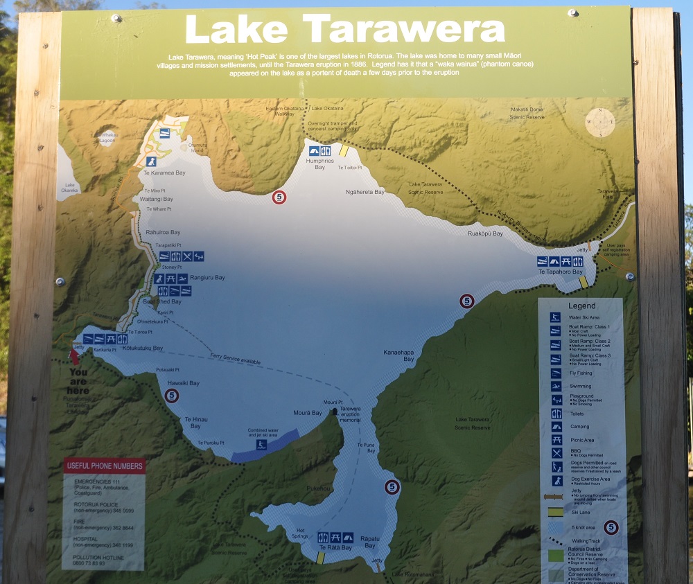 Map of lake Tarawera
