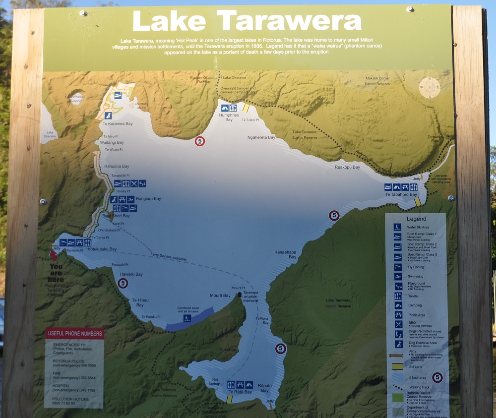 Map of lake Tarawera