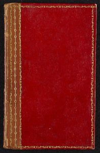 Front cover of small red journal with gold patterned edges belonging to Charlotte and Mary Hill