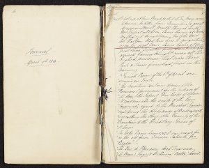 Handwritten diary entry dated 9th April 1814 detailing news of Napoleon's defeat