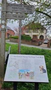 An information panel about the Northwick Manor Heritage Trail