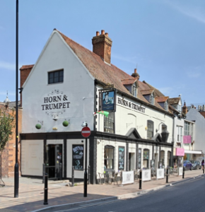 A colour photograph of The Horn and Trumpet public house.